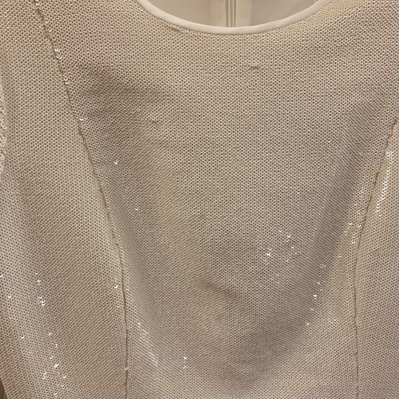 DVF Sequin Long Sleeve Fitted White Dress - Picture 6 of 8